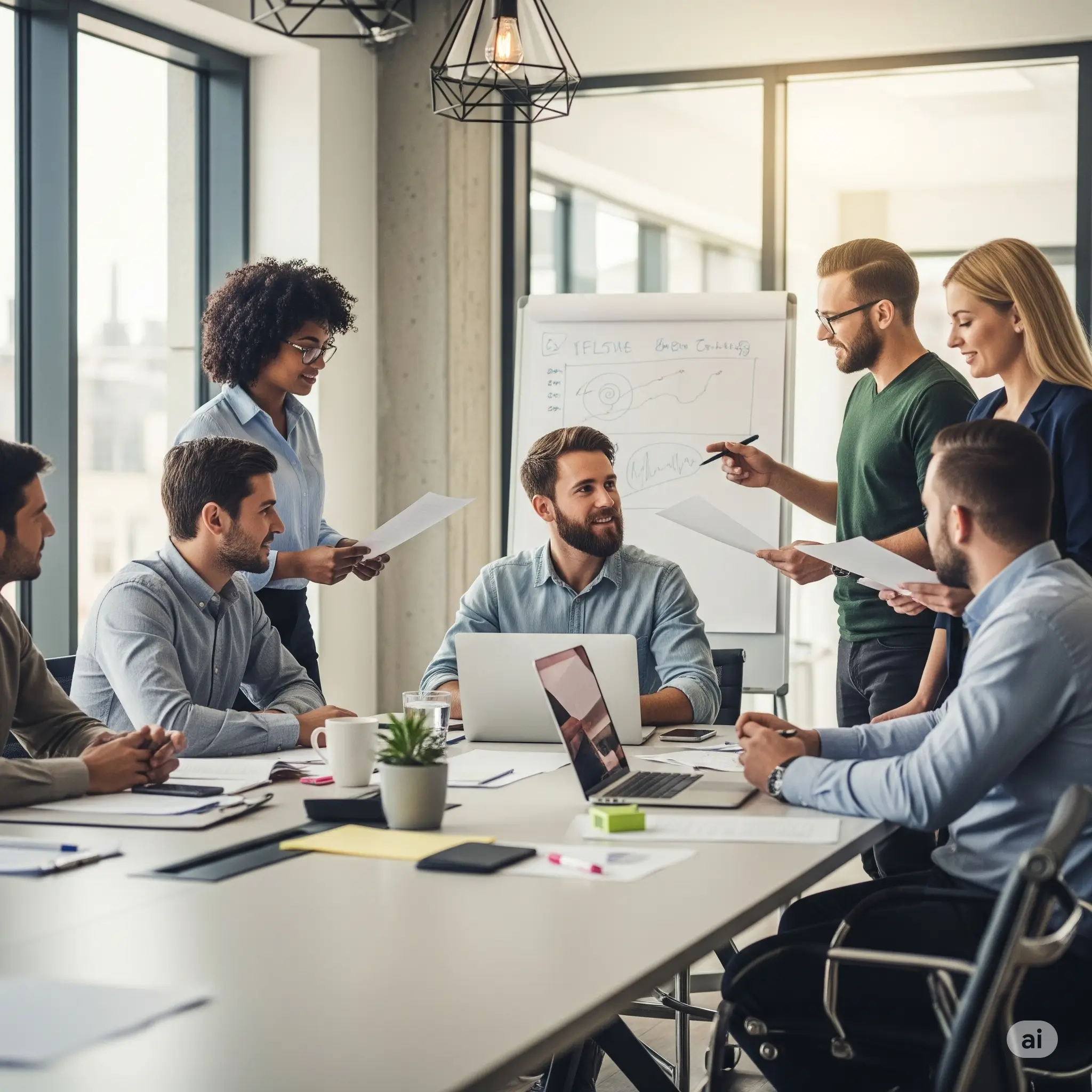 Equipo de una empresa pequeña trabajando